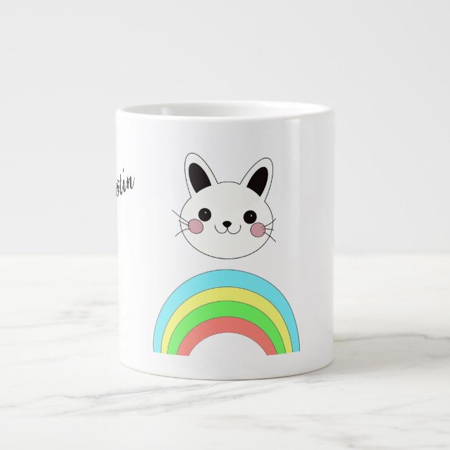 Caneca De Café Grande Gato arco-íris (Frente)