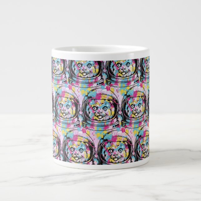 Caneca De Café Grande Gato Astronauta (Frente)
