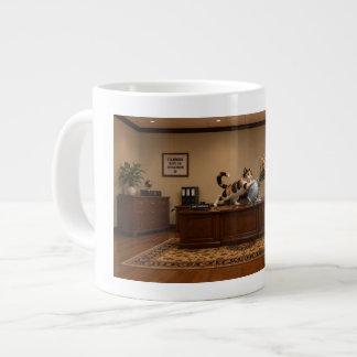 Caneca De Café Grande Gato Calico Engraçado Derrubando um Vaso | Caos