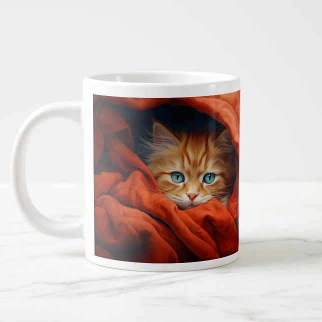 Caneca De Café Grande Gato de Natal (Esquerda)