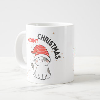 Caneca De Café Grande gato de natal bonito