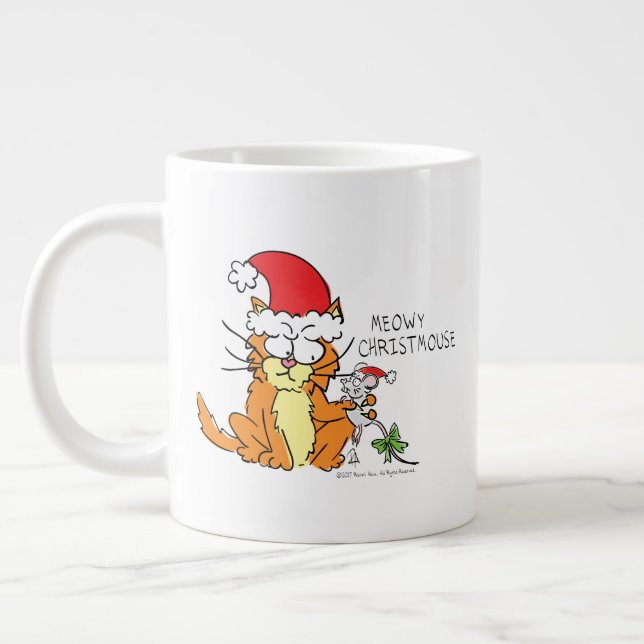 Caneca De Café Grande Gato de Natal Engraçado (Esquerda)