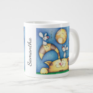 Caneca De Café Grande Gato e Rato Caprichosos e Fofos Arte da Lua Person