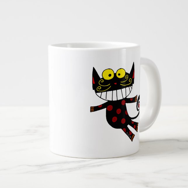 Caneca De Café Grande Gato engraçado (Frente Esquerda)