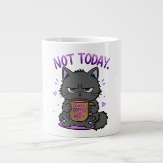 Caneca De Café Grande Gato Engraçado e Mal-Humorado Não Hoje Amante de C