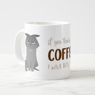 Caneca De Café Grande Gato Engraçado - Gato De Cinza Engraçado
