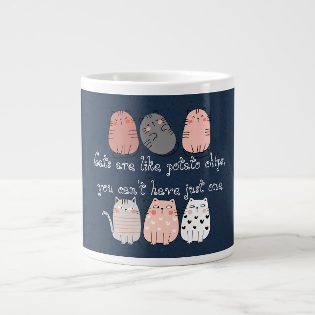 Caneca De Café Grande Gato Engraçado, Gato de Gato Bonito (Frente)