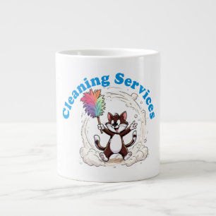 Caneca De Café Grande Gato Engraçado se Limpeza com Escova Colorida de P