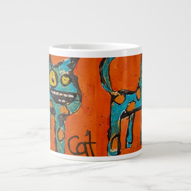 Caneca De Café Grande Gato Feliz (Frente)