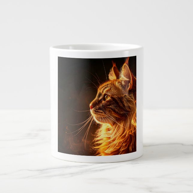 Caneca De Café Grande Gato flamejante (Frente)