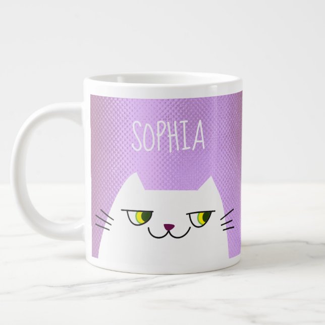 Caneca De Café Grande Gato - Gato - Kawaii Rosa (Esquerda)