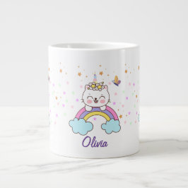 Caneca De Café Grande Gato Giro Bastante Unicórico Arco-Íris Estende Ani