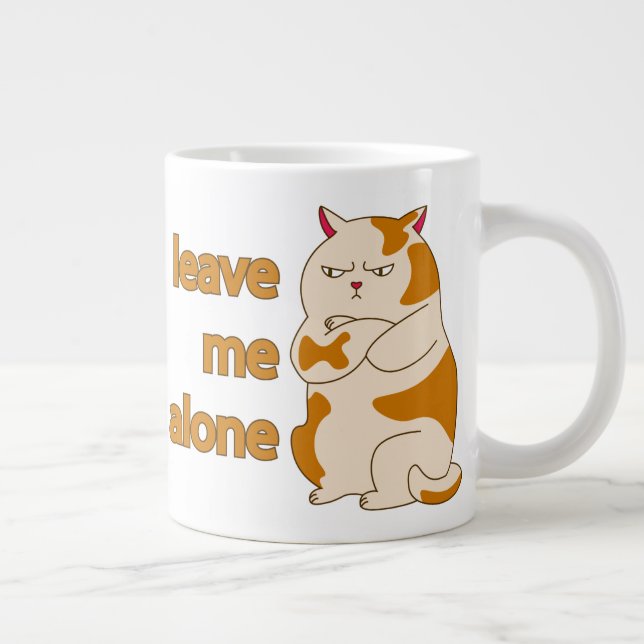 Caneca De Café Grande Gato gordo me deixa em paz (Direita)
