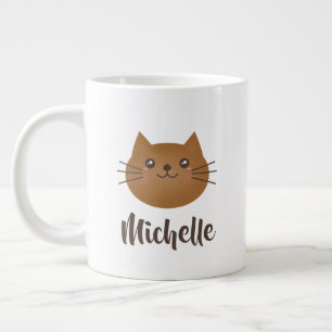 Caneca De Café Grande Gato Kawaii Gato Gato Lover Monograma Whimsical