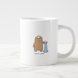 Caneca De Café Grande Gato Kawaii Marrom Derramando Água Ilustração Engr
