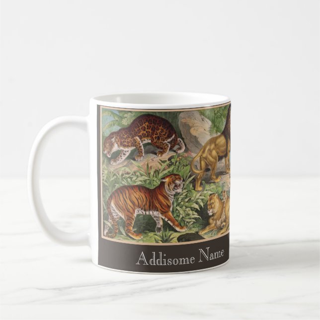 Caneca De Café Grande Gato Leões, Leopardos, Impressão de Animais (Esquerda)