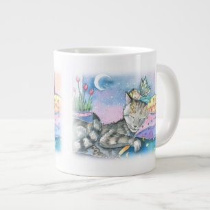 Caneca De Café Grande Gato Malhado e Fada