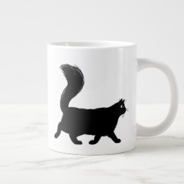 Caneca De Café Grande Gato Negra Andando com Cauda Longa