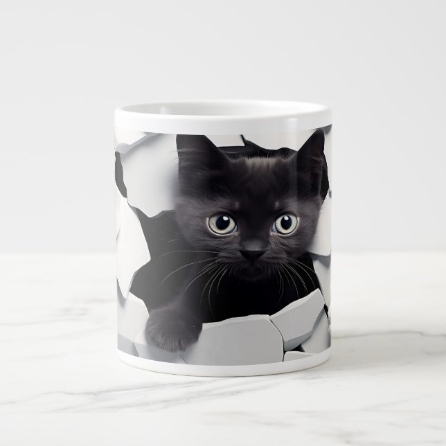 Caneca De Café Grande Gato Negro (Frente)