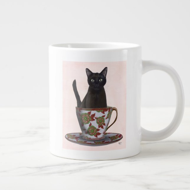 Caneca De Café Grande Gato Negro em Teacup (Direita)
