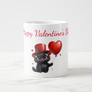 Caneca De Café Grande Gato Negro Engraçado Com Dia de os namorados De Ba