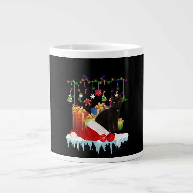Caneca De Café Grande Gato Negro presente do meu Natal (Frente)