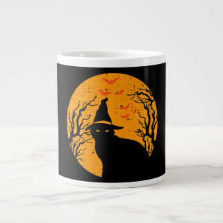 Caneca De Café Grande Gato Negro WItch Vintage Halloween