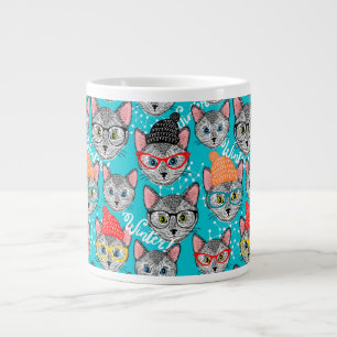 Caneca De Café Grande Gato no chapéu