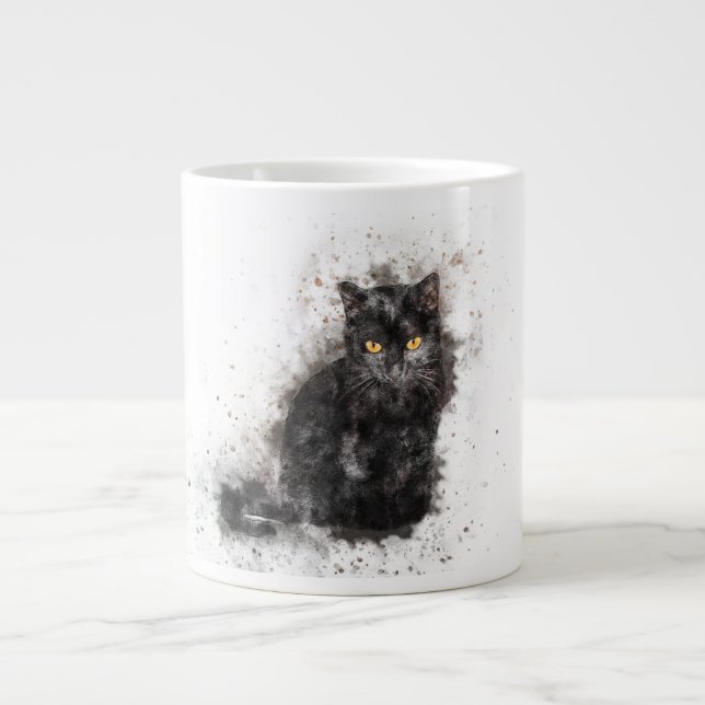 Caneca De Café Grande Gato preto (Frente)