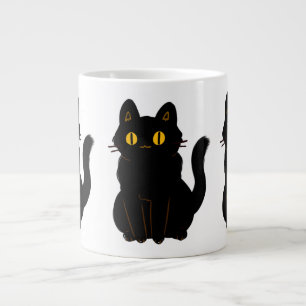 Caneca De Café Grande Gato Preto Cinto