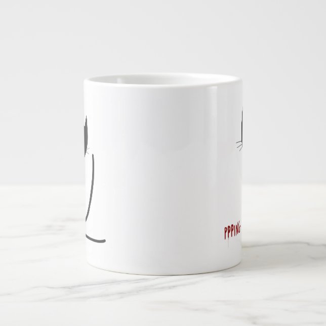 Caneca De Café Grande Gato preto minimalista (Frente)