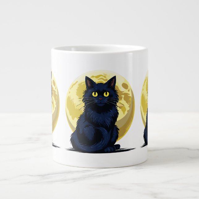 Caneca De Café Grande Gato preto zangado (Frente)