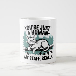 Caneca De Café Grande Gato rabugento - 'Você é apenas um humano, meu Fun