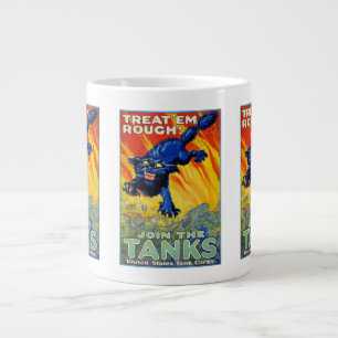 Caneca De Café Grande Gato Selvagem de Recrutamento Militar Bélico Vinta
