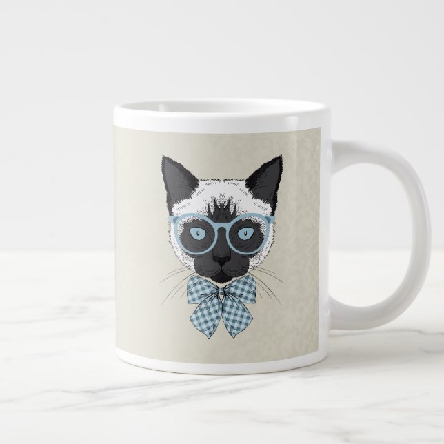Caneca De Café Grande Gato siamês de moda inteligente (Direita)