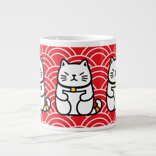 Caneca De Café Grande Gato Sortudo Japonês ou Maneki-Neko