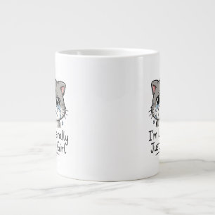 Caneca De Café Grande Gato Triste Estético Fofo "Eu Sou Literalmente Só