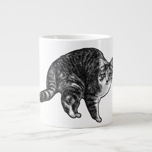 Caneca De Café Grande Gato Xadrez sob o Brilho da Luz da Neve