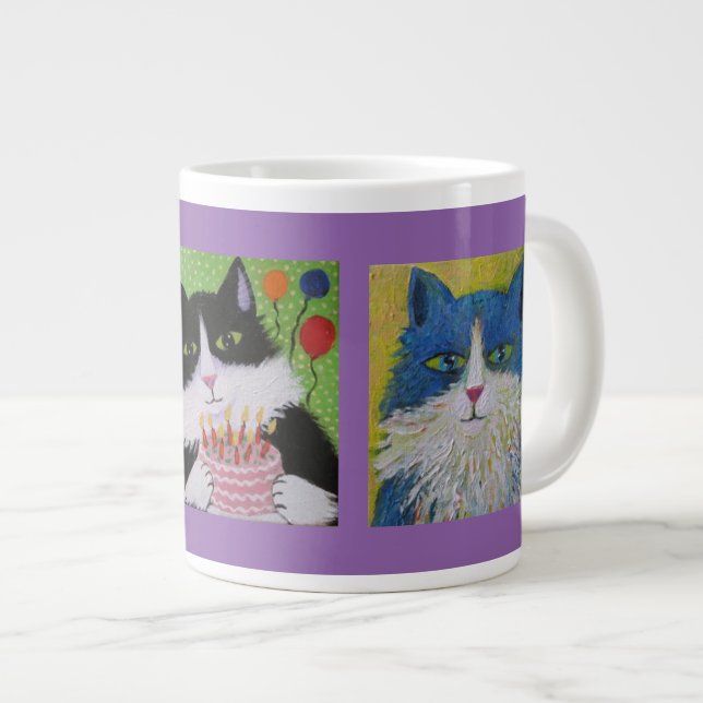 Caneca De Café Grande Gatos (Frente Esquerda)