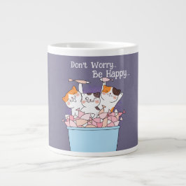 Caneca De Café Grande Gatos bonitos, não se preocupe... ser feliz.
