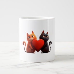 Caneca De Café Grande Gatos, Coração, animais de estimação