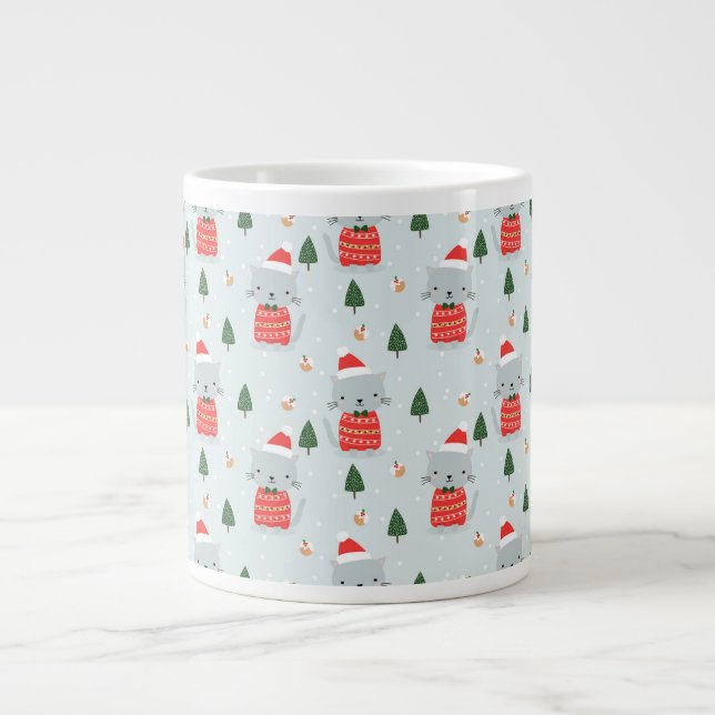 Caneca De Café Grande Gatos de Natal bonitos (Frente)