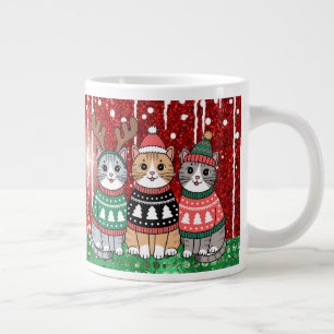 Caneca De Café Grande Gatos de Natal bonitos Eu te amo mãe