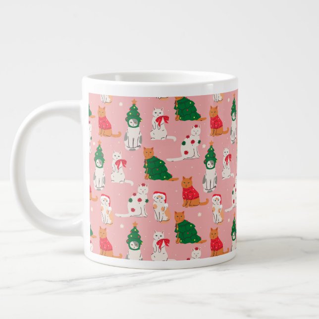 Caneca De Café Grande Gatos de Natal no Padrão Festivo de Aposentado (Esquerda)