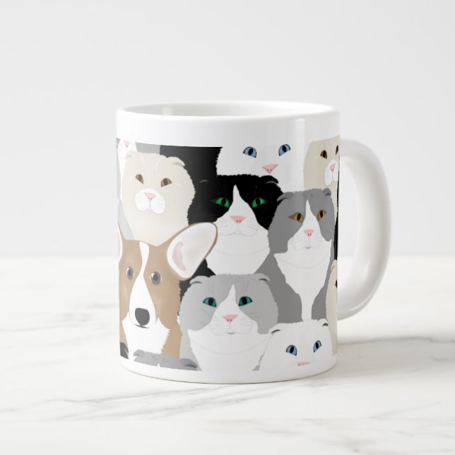 Caneca De Café Grande Gatos e Canina (Frente Esquerda)
