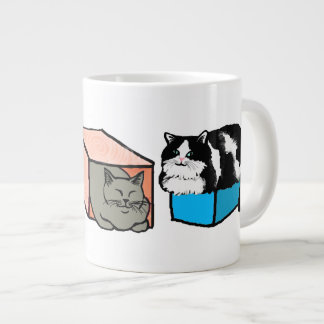 Caneca De Café Grande Gatos em caixas coloridas Jumbo Mug