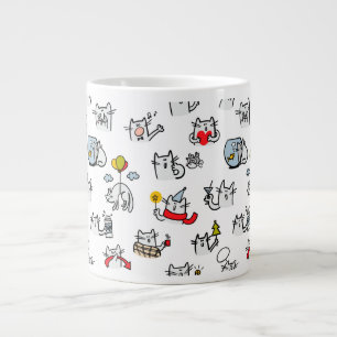 Caneca De Café Grande Gatos engraçados, leite e magia.