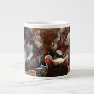 Caneca De Café Grande Gatos jogando pôquer