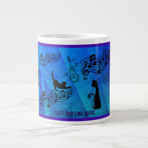 Caneca De Café Grande Gatos São Como Música: Partituras e Guitarras Verd