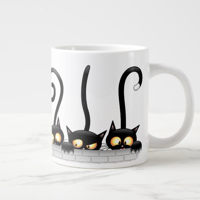 Caneca De Café Grande Gatos travessosos, divertidos e engraçados (Direita)